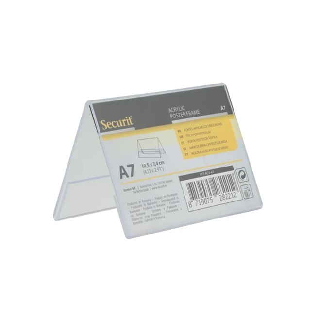 Borddisplay V-skilt, Securit®, A7, akryl, klar transparent, (1 stk.)