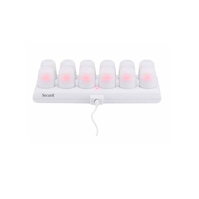 LED lys, flerfarvet, genopladelig, m/ fjernbetjening, Securit, (12 stk.)