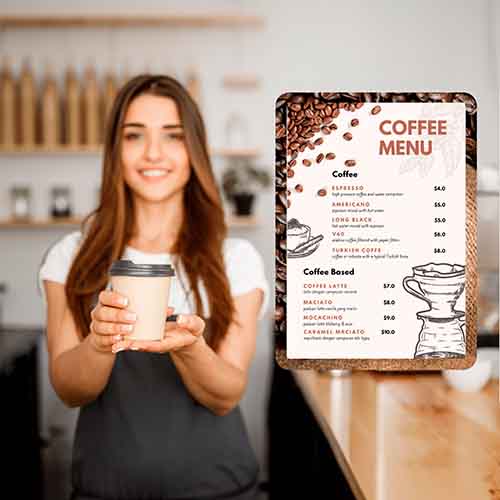 Inforamme, sticky-selvklæbende med magnetisk lukning, Securit, dobbeltsiddet A4, PP, kaffebønne Design, (1 stk.)