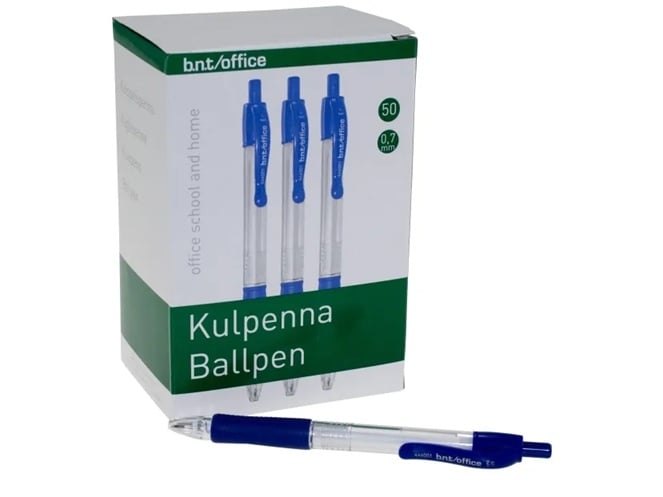 Kuglepen BNT Office 0,7 mm blå med trykknap
