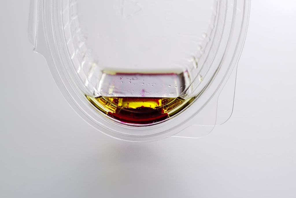 Salatbakke, 150 ml, 15x11,2x3,1cm, oval, Clearshow, hængslet låg, RPET, Klar, (800 stk.)