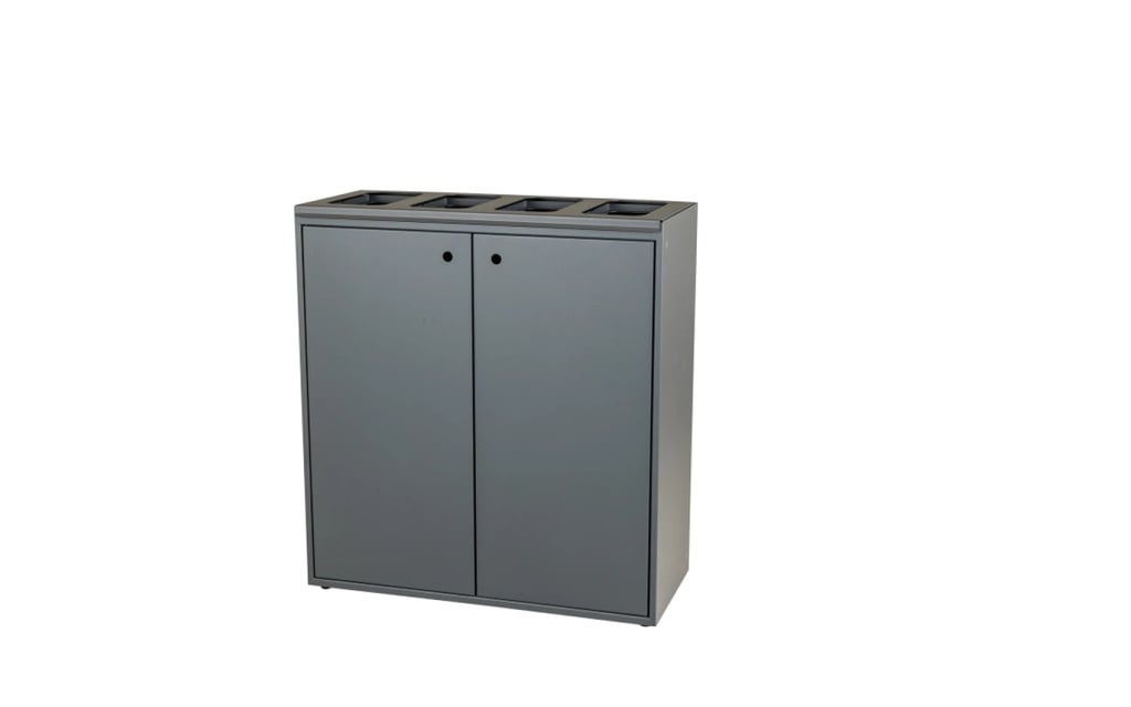 Affaldssystem m/ 4-rum, åben Softclose låg, grå, 4x60 ltr, Tina Trolleys, (1 stk.)