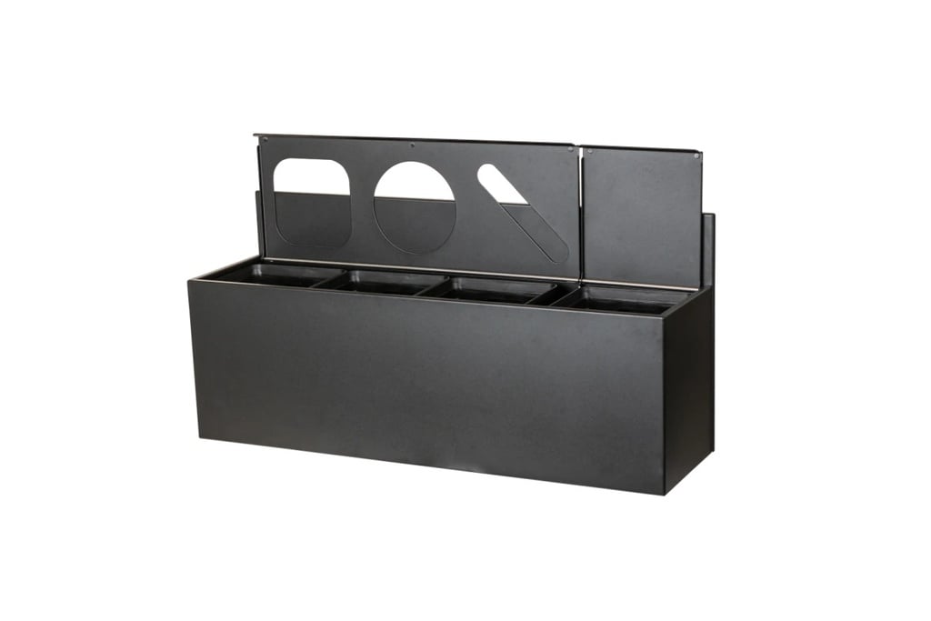 Væghængt affaldssystem, 4x15 ltr. spande, 107x34,5x49,5cm, Tina Trolleys, (1 stk.)