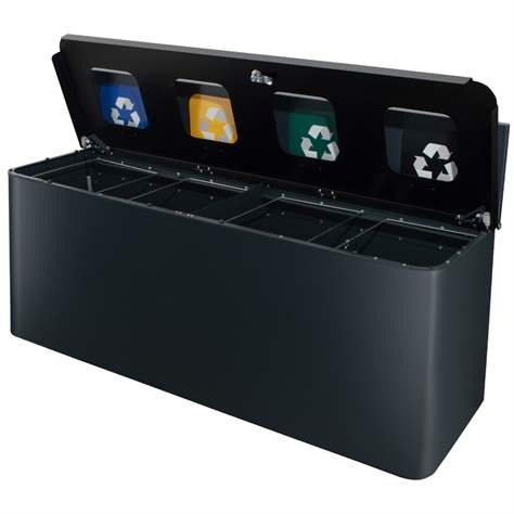 Væghængt affaldssytem m/ 4x35L rum, Eco Star wall, 65x120x37,3cm, (1 stk.)