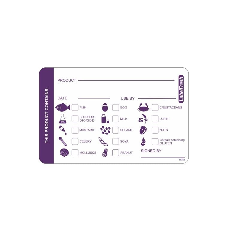 HACCP labels - allergenmærkning, 7x4,5cm, LabelFresh Warning, (pk á 500 stk.)