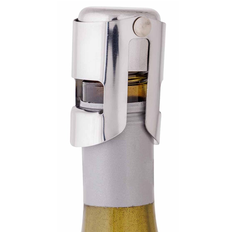 Champagneprop/stopper, krom, rustfri stål