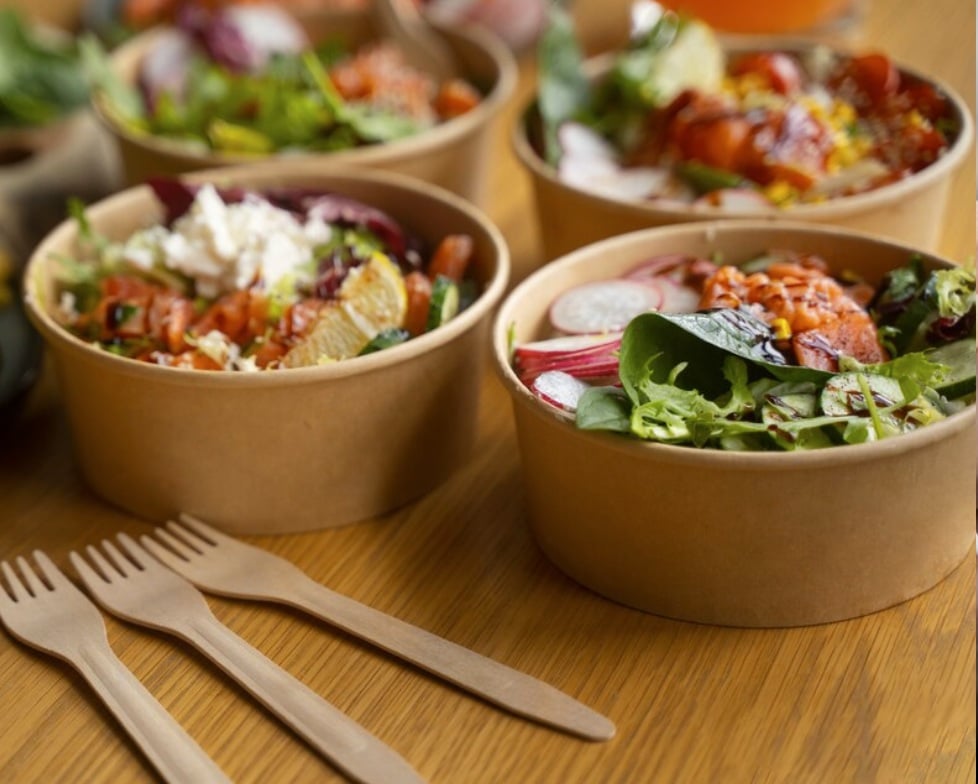 Salatskål, GS-Basic, 6,6cm, Ø18,5 cm, 1100 ml, brun, pap/PE