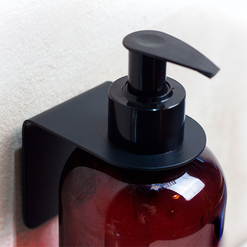 Vægbeslag, Grums, sort, stål, til 500 ml flaske med pumpe, (1 stk.)