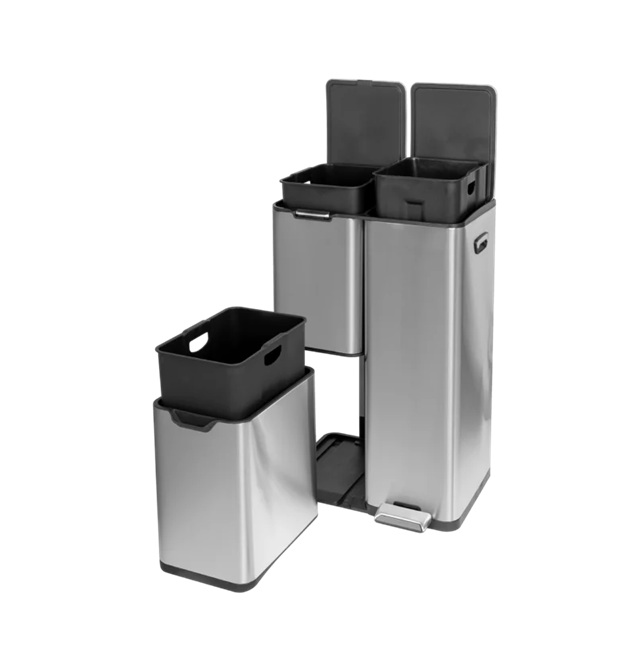 Affaldssystem m/ 3 rum (13, 17 & 30 ltr), softclose, fingertryk afvisende, Baltic