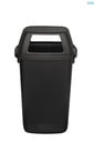 LUX affaldsspand m/ top, 90 ltr, 92x35x40 cm, 4-siders åben låg, sort, genanvendt plast