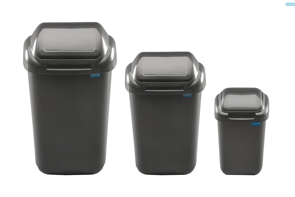 Affaldsspand m/vippelåg, 45 ltr, 61x40x34cm, sort, genanvendt plast