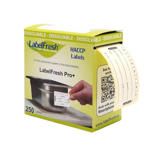 Opløselige HACCP labels, ugemærkning, 7x4cm, LabelFresh Pro, (pk á 250 stk.)