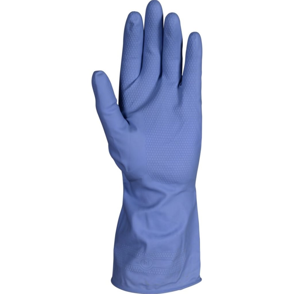 Latexhandske, L, blå, pudderfri, med velour, anatomisk formet, ENA, (12 par.)