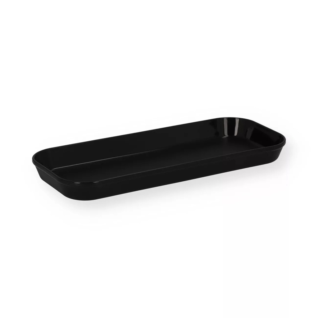 Genanvendelig sushiboks m/ højt låg, M - 23,4x9,9x5cm, sort/klar, PP