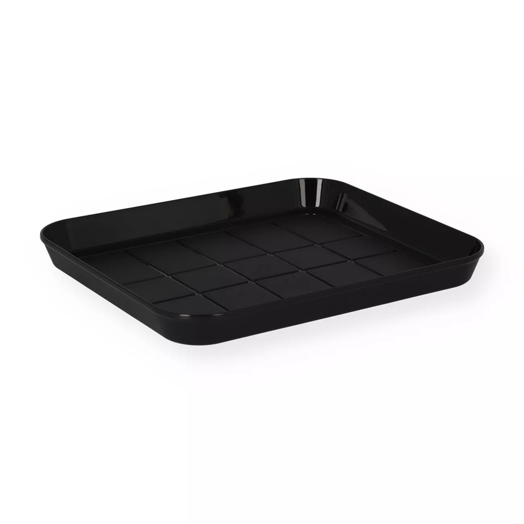 Genanvendelig sushiboks m/ højt låg, L - 24,2x20,8x5,3cm, sort/klar, PP