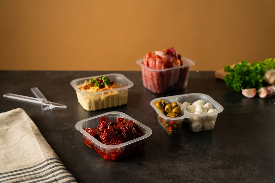 Bakke, Side Dish, PP, transparent, 1-rums, 138x114x35mm, Duni