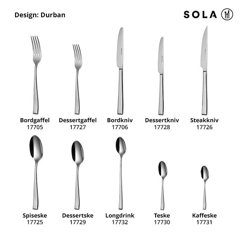 Bordgaffel, 18/0-stål, Durban, SOLA, 204mm, (12stk.)