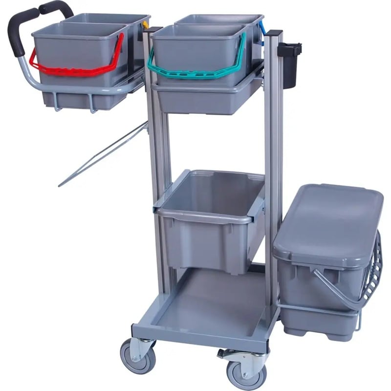 Rengøringsspand, 6 ltr, 24x19x22cm, grå/grøn, Tina Trolleys