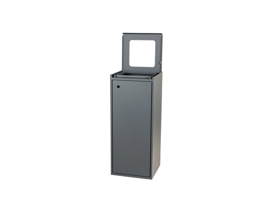 Affaldsspand m/ softclose åbent låg, 100 ltr, 35x36x86,5cm, grå, Tina Trolleys