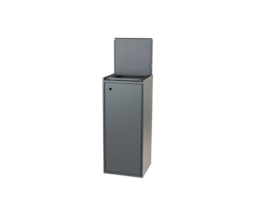 Affaldsspand m/ softclose lukket låg, 100 ltr, 35x36x86,5cm, grå, Tina Trolleys