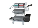 Rengøringsvogn med 2 moppebokse, 4 spande & knækhåndtag, Exclusive Fugt 2, Tina Trolleys