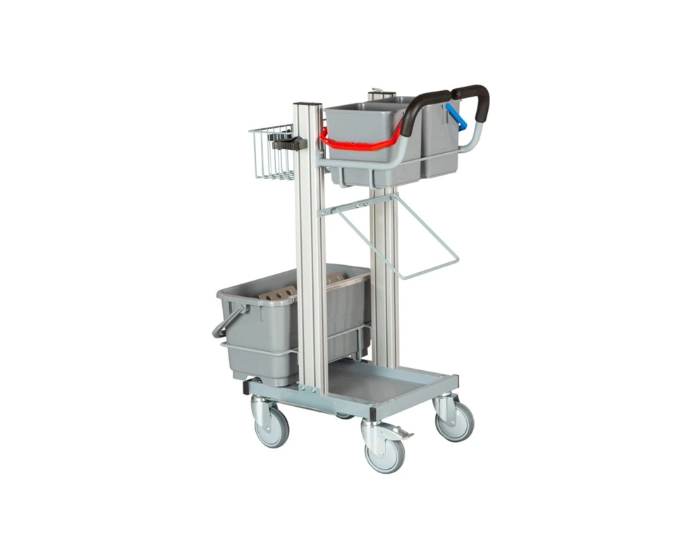 Lille rengøringsvogn m/ 2x6 ltr. & affaldsholder, Exclusive Drypsystem, Tina Trolleys, (1 stk.)