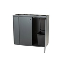 Affaldssystem m/ 5-rum, åben Softclose låg, grå, 3x60 - 20 & 10 ltr, Tina Trolleys