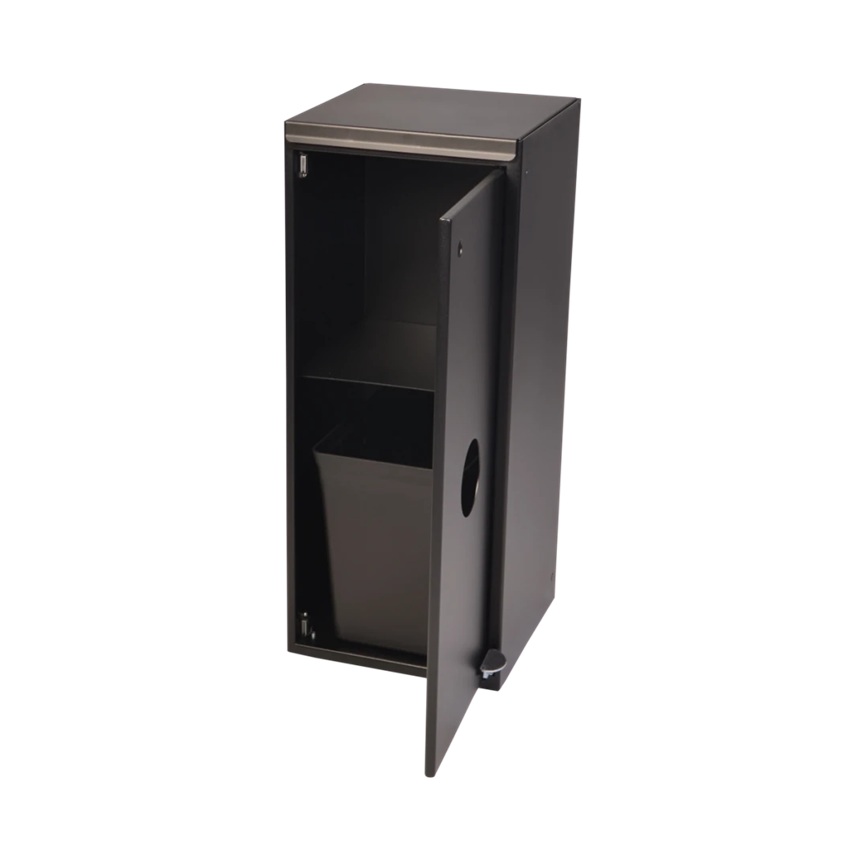 Affaldsspand m/ pedal, 2x40 & 20 ltr rum, lukket top og åbent front, 41x35x86,5cm, sort, Tina Trolleys
