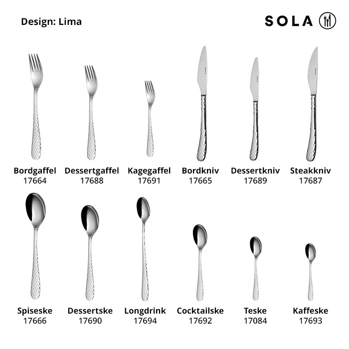 Bordgaffel, 18/0-stål, Lima, SOLA, 195mm, (12stk.)