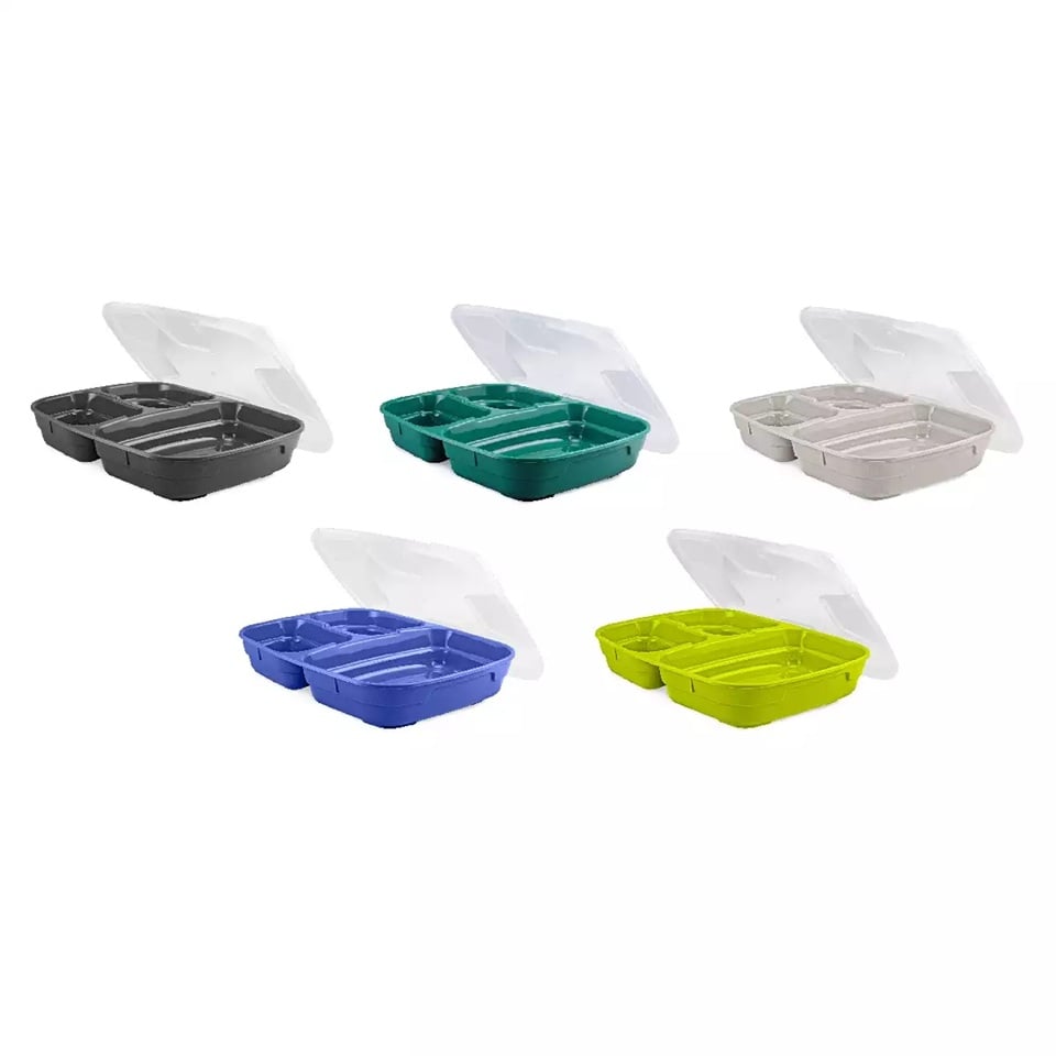 Genanvendelig plastskål, 3-rums, 580/220/220ml, GoodBowl Trio, Thermohauser