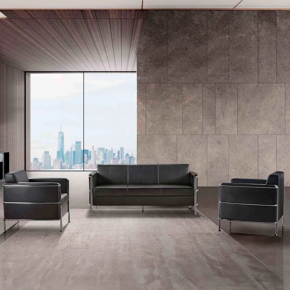 Sort lædersofa, 3 personer, Boston.webp