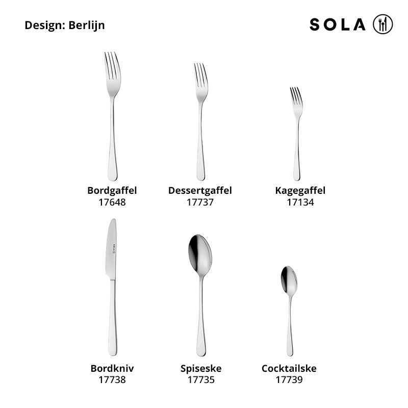 Kagegaffel, 18/0-stål, Berlijn, SOLA, 147 mm, (12stk.)