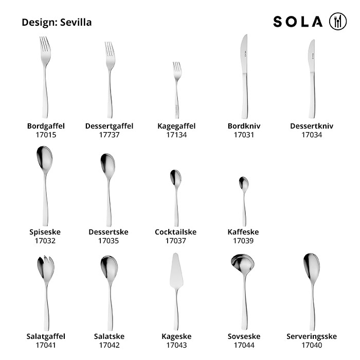 Dessertkniv, 18/0-stål, Sevilla, SOLA, 207mm, (12stk.)