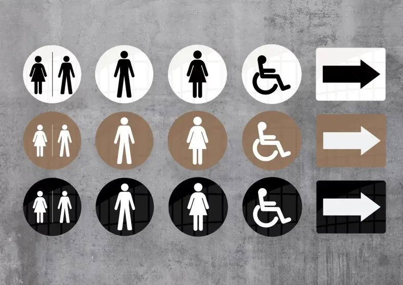 Rundt toiletskilt, herretoilet, Ø10 cm, Securit.webp