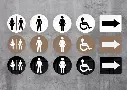 Toiletskilt, dametoilet, Ø10cm, aluminium, Securit.webp