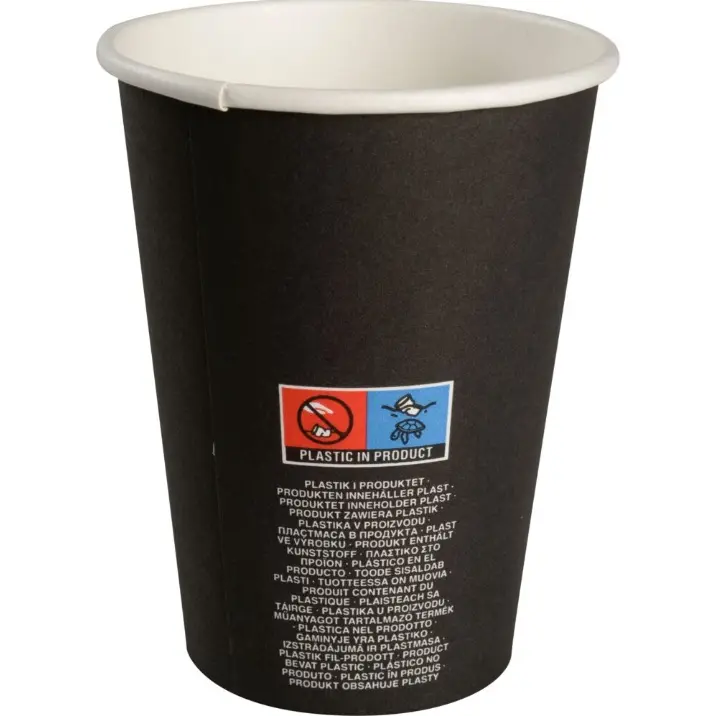 Kaffebæger Beans, ABENA Gastro, 11cm, Ø9cm, 36 cl, 33 cl, sort, papPE, 12 oz.webp