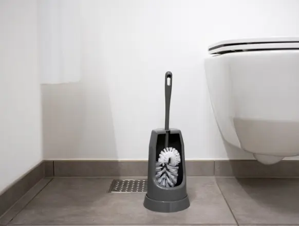 Toiletbørste med skyllekantsbørste, 400 mm, medium, grå, Vikan 5056.webp