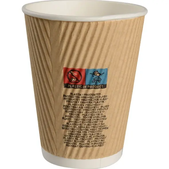 Papkrus, 11cm, Ø9cm, 360ml  12 oz, brun, papPE, ripple wall light.webp