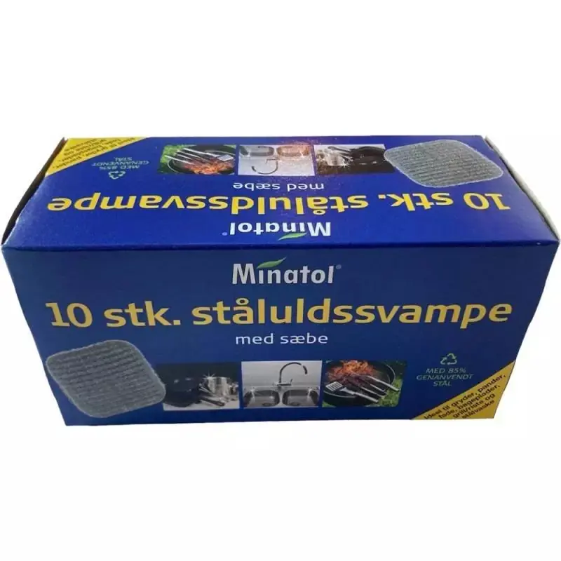 Minatol 10 stk ståluldssvampe med sæbe.webp