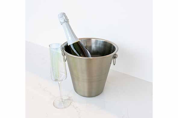 Champagnespand, køler, Ø21x21cm, børstet metal, (1 stk.)