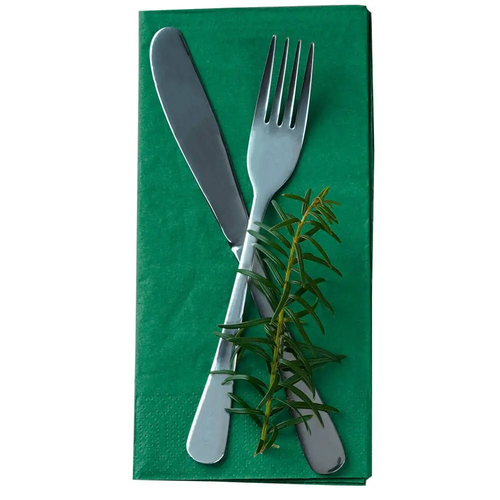 Middagsserviet, 3-lags, 40x40cm, 18 fold BF, Mørkegrøn, Duni 202859.webp