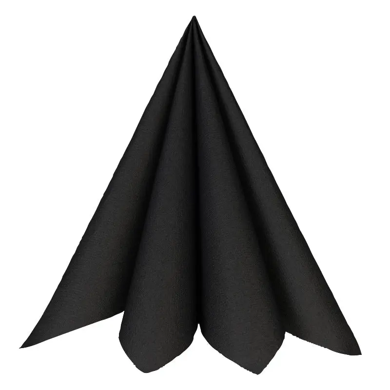 Middagsserviet, 1-4 fold, 40x40cm, sort, airlaid.webp