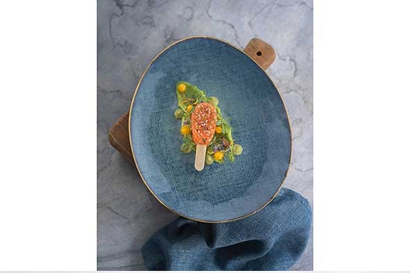 Desserttallerken, oval, Ø19,5x16,5cm, stentøj, mørkblå, AICHA, (6 stk.)