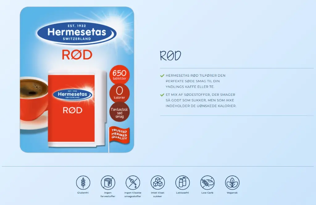 Sødetablet, Hermesetas Rød.webp