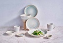 Desserttallerken, rund/bølget, Ø20,8x2,8cm, hvid/lyseblå, stentøj, ASTERA PURE, (24 stk.)