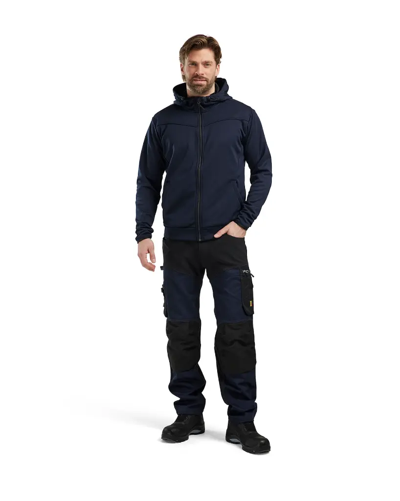 Hættetrøje full-zip, i farven Mørk Marineblåsort, Blåkläder.webp