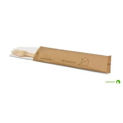 Bestiksæt, 2, Træ, gaffel-serviet, wrapped, natur, Naturesse.webp