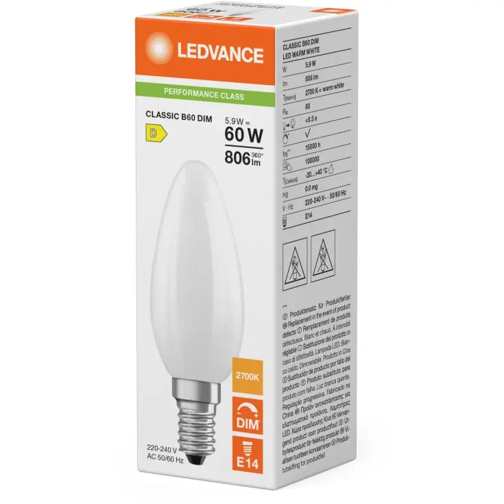 Dæmpbar LED kertepær, E14, 806lm, 2700K, 5,9W827 (60W).webp