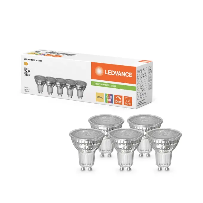 LED PAR16 50 36° DIM P 3.7W 930 GU10 - 5pak.webp