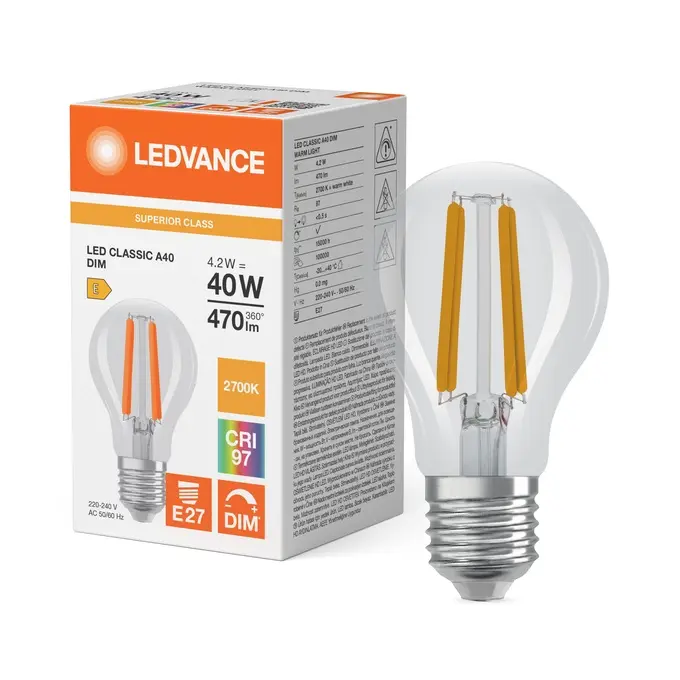 LED Classic A 40 Filament DIM CRI97 S 4.2W 927 Clear E27.webp